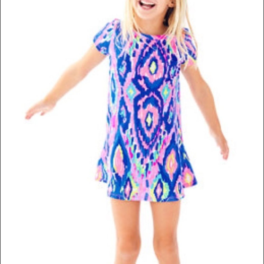 Lilly Pulitzer Girls Mara Swingy T-Shirt Dress - M (6-7) Multi Luminescent